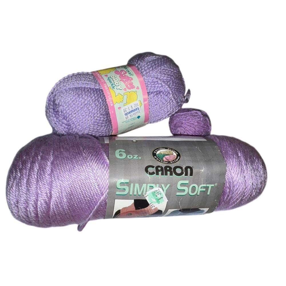 Purple Yarn Lot Caron Simply Soft Orchid Bouquet Baby‎ Sparkle Knitting Crochet